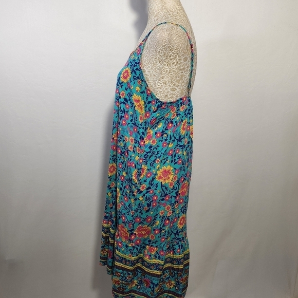 Qearal Women SZ S Floral Print Sleeveless Adjustable Strap Pockets Dress Beach - Picture 9 of 16